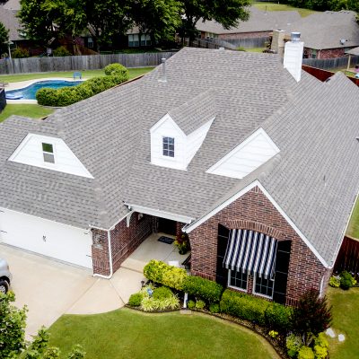 roof top view of a new residential roofing home